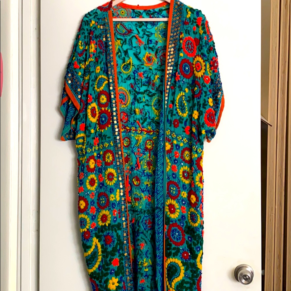Half Sleeve Silk Kimono Handmade Embroideries